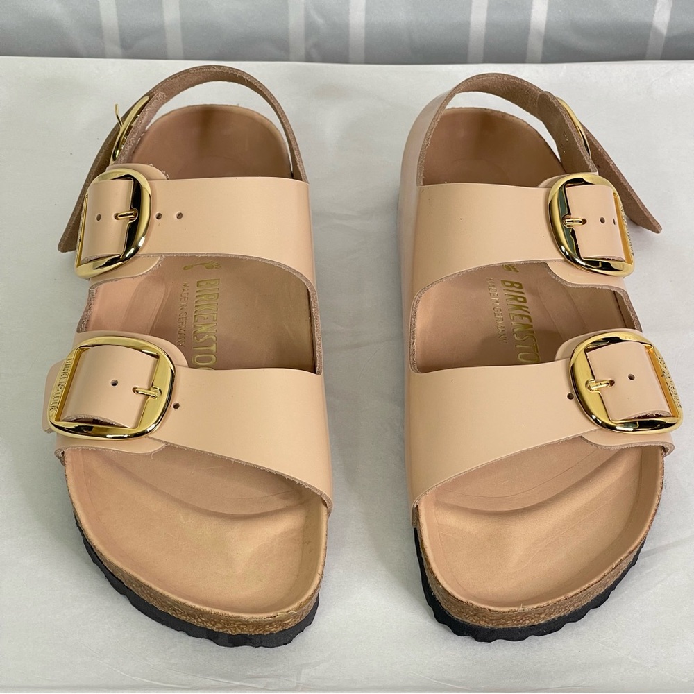 Birkenstock Milano Big Buckle High Shine New Beige Leather Women’s US 9-9.5 / 40
